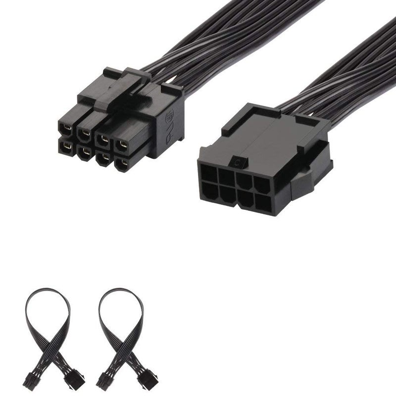 J&D 8 Pin PCI Express Power Extension Cable (2 Pack), Durable PCIe Power Extension Cable, 12 inch - Image 1